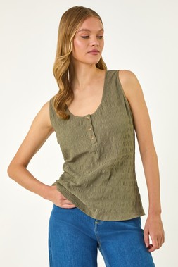 Roman Khaki Buttoned Stretch Vest Top