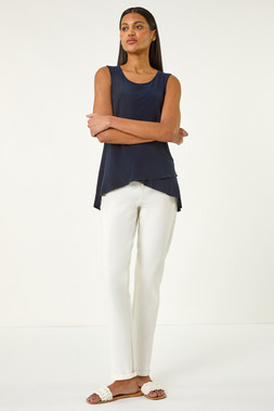 Roman Navy Asymmetric Hem Vest Top