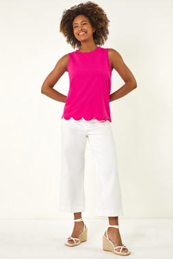 Roman Pink Scalloped Hem Vest Top