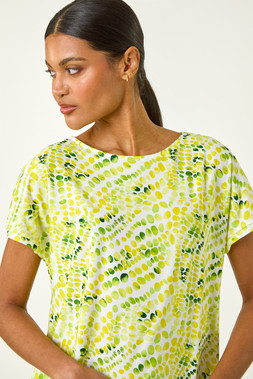 Roman Yellow Abstract Print Bubble Hem Top