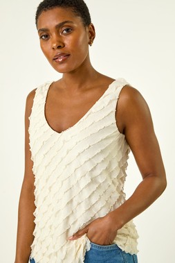 Roman Shimmer Frill V-Neck Vest Top