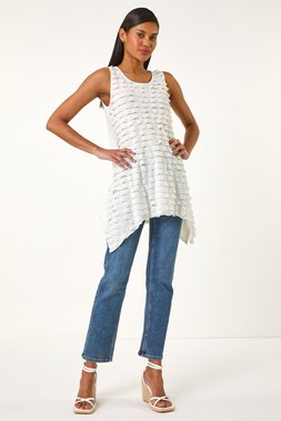 Roman Ivory Frill Detail Tunic Top