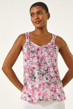 Roman Burnout Floral Print Vest Top