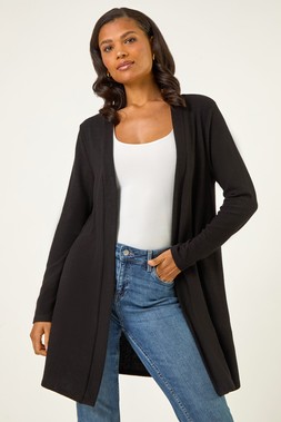 Roman Black Longline Knit Cardigan