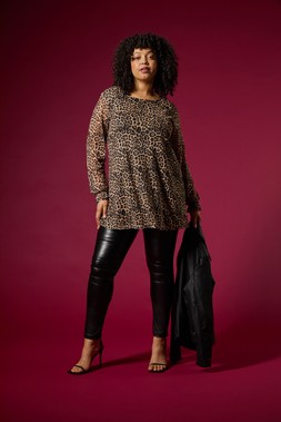 Roman Curve Natural Animal Frill Cuff Top