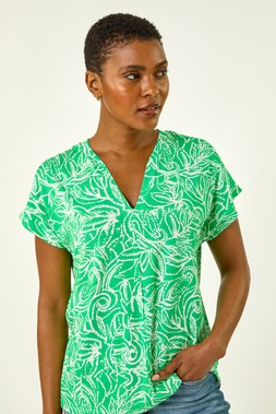 Roman Printed V-Neck Stretch Shirt