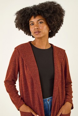 Roman Rust Longline Hooded Cardigan