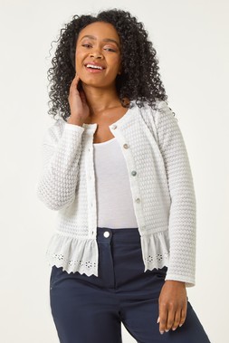Roman Petite Broderie Hem Stretch Top