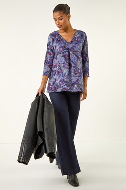 Roman Purple Printed Jersey Snit Top
