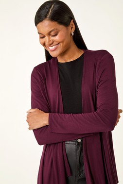 Roman Burgundy Waterfall Stretch Cardigan