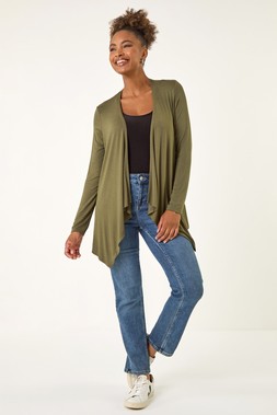 Roman Khaki Waterfall Stretch Cardigan
