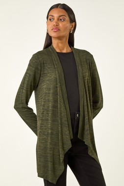 Roman Khaki Waterfall Front Stretch Cardigan