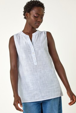 Roman Light Blue Stripe V-Neck Vest Top