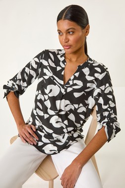 Roman Abstract Mono Pleat Detail Top
