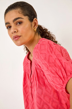 Roman Shirred Neck Textured Top