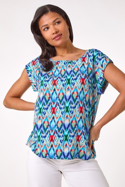 Roman Blue Print Shell Top