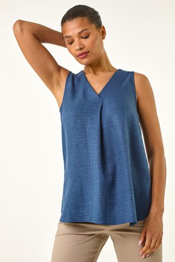Roman Navy V-neck sleeveless top