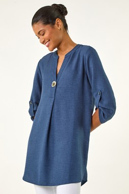 Roman Horn Button Detail Longline Top