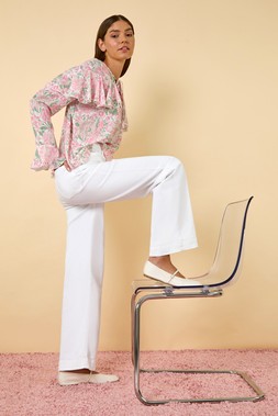 Roman Pink Floral Print Tie Front Top