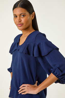 Roman Frill Front Woven Top