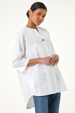 Roman Ivory Floral Embroidered Tunic