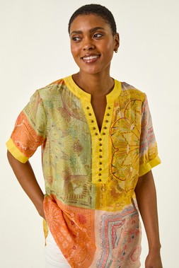 Roman Patchwork Print Top