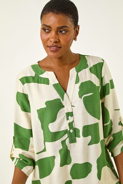 Roman Green Geometric Buttoned Shirt