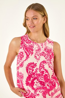 Roman Paisley Print Shell Top