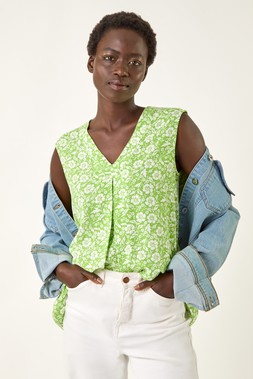 Roman Floral V-Neck Vest Top