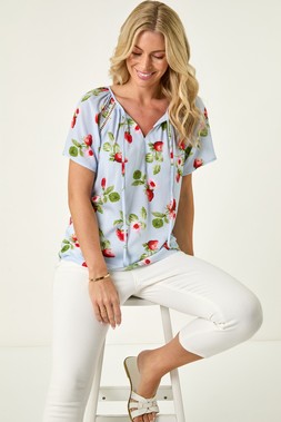 Roman Petite Strawberry Lace Trim Top