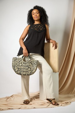 Roman Petite Dobby Crochet Halter Neck Top