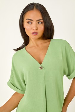 Roman Petite One Buttoned V-Neck Top