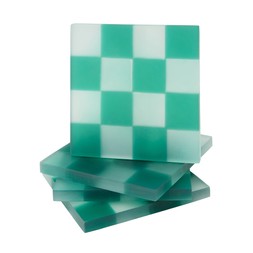 JOYFUL MINIMALISM setOf4checkedgreencoasters 9.99