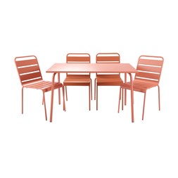 PASTEL DINING 5piecesSetcoralpinkmetaltableandchairs 199.99 A