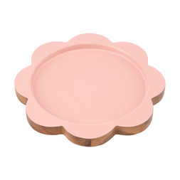 PASTEL DINING pinkfloralshapedacaciawoodtray 4.99