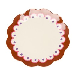 PASTEL DINING scallopedburgundyedgesideplate RRP8 4.99