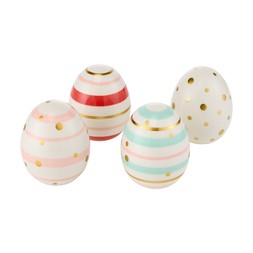 PASTEL GIFTING setof4Ceramicestereggsgolddetails 7.99