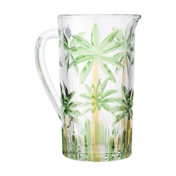 TROPICANA JUNGLE palm trees glass pitcher 12.99