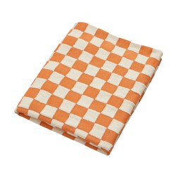 Beauty Orange And Cream Checkerboard Knit Blanket £24.99