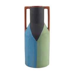 Folkelore 3 Colour Painted Vase With Terracotta Handles £12.99