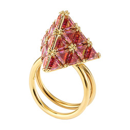 glam SwarovskiPyramidPink&GoldRing RRP220 £59.99