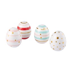 Kitchen 60s Summer set Of 4 pastels & gold decorative Ceramic Eggs 9.99