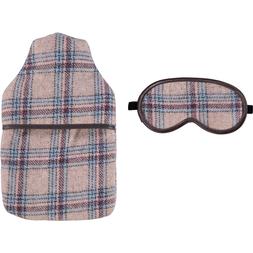 Brown Checked Hot Water Bottle & Eye Mask