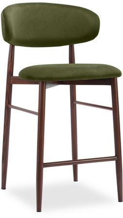 Halston Kitchen Stool, Olive Green Sustainable Velvet