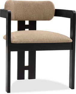Hallie Carver Dining Chair, Latte Sustainable Fabric