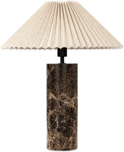 Danika Pleated Shade Table Lamp, Linen & Brown Marble