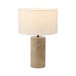 Emberlyn Table Lamp White Linen & Natural Travertine £229