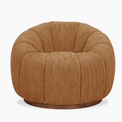 Ivy Swivel Armchair Speckled Honey Sustainable Boucle & Walnut £695