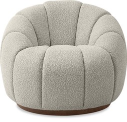 Ivy Swivel Armchair, Speckled Stone Sustainable Boucle