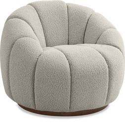 Ivy Swivel Armchair, Speckled Stone Sustainable Boucle